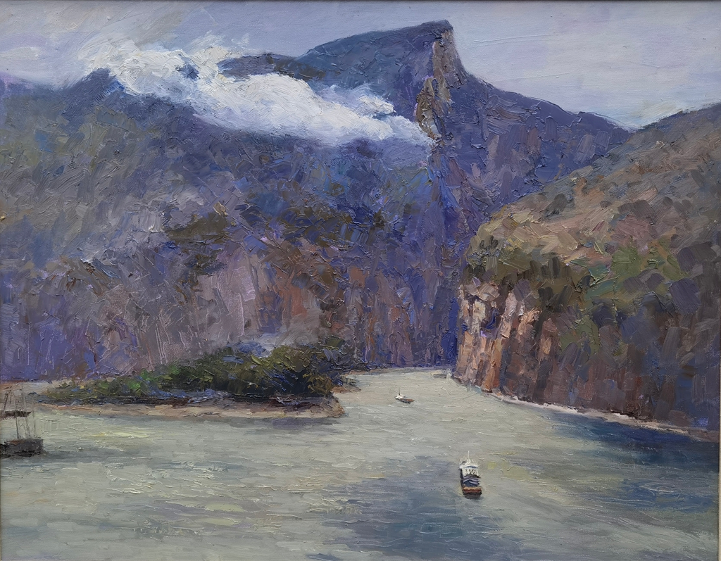 《夔门晨曦》油画 廖军  70cmx90cm_副本.jpg